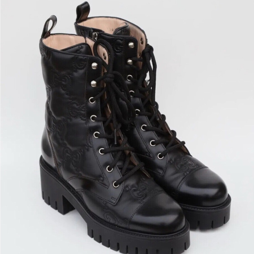 GUCCI Leather Combat Boots